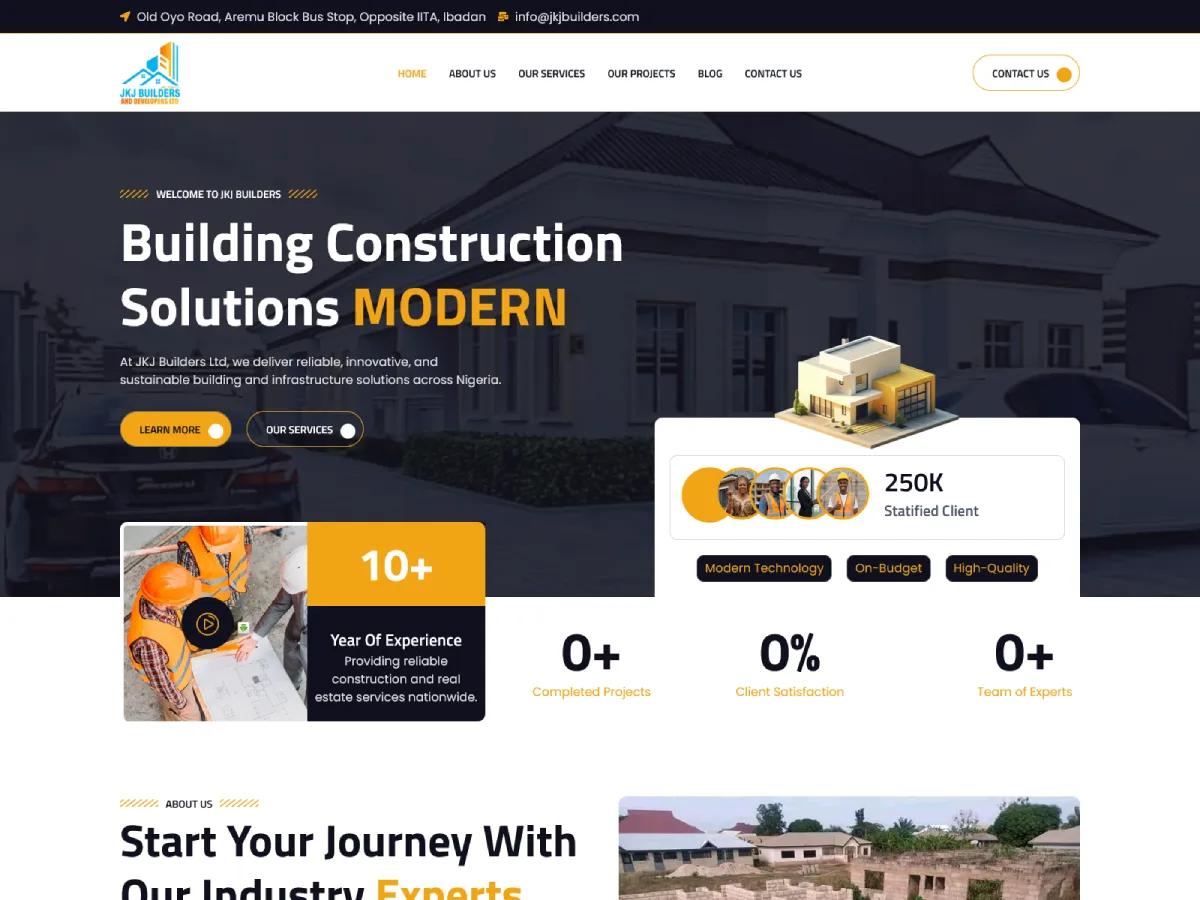 JKJ Builders and Developers Ltd website screenshot — project by Johnnybits